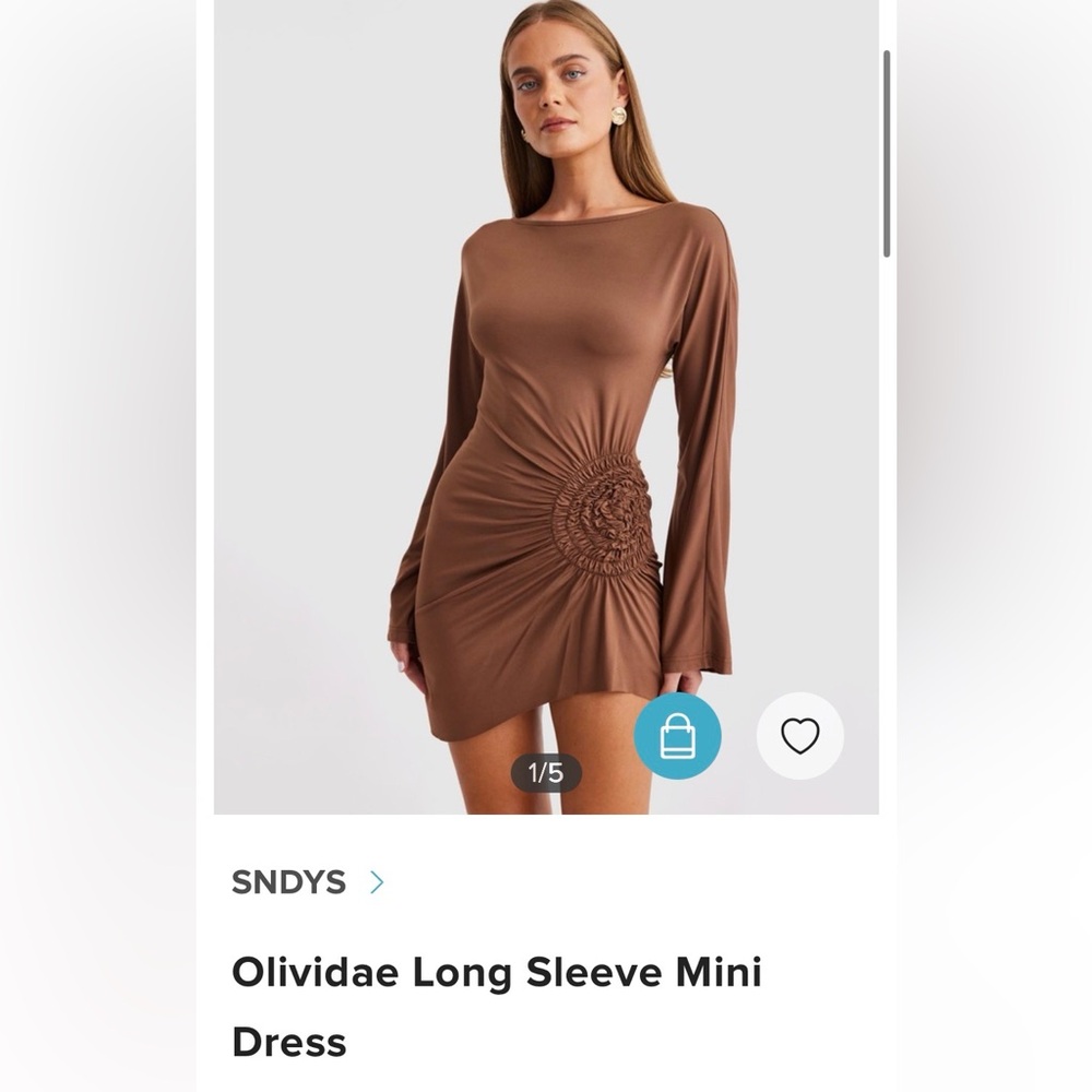 SNDYS Olividae Mini Dress in Mocha Small NWT - Picture 11 of 11